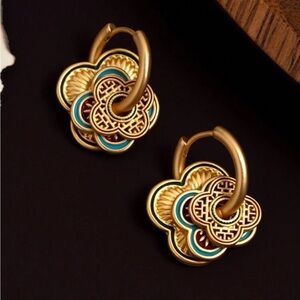 Chinese Style Hand-Painted Colorful‎ Enamel Double-Sided Earrings